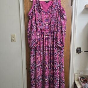Lane Bryant Vibrant Pink Long Sleeve Dress